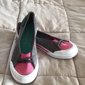 NEW! Pink/grey COLUMBIA boat shoes, flats, size 7
